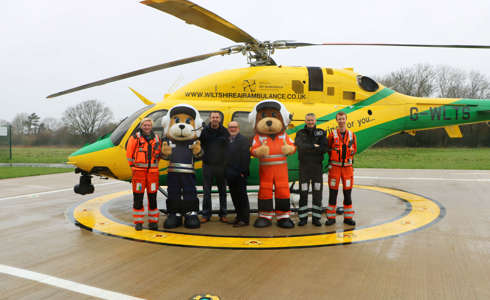 Mascot sponsor Soft Options photographed alongside two paramedics, a pilot and our two charity bear mascots Wilber and Marsha. Mascot sponsor Soft Options photographed alongside two paramedics, a pilot and our two charity bear mascots Wilber and Marsha.