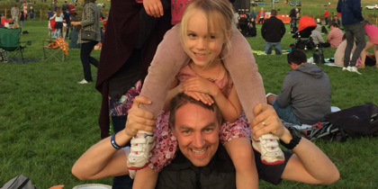 Former patient Stuart Hershbein and his family at an event Former patient Stuart Hershbein and his family at an event