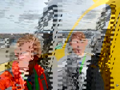 Paramedic Sophie and pilot Rob taking a selfie on the BRI helipad, with Wiltshire Air Ambulance's helicopter in the background Paramedic Sophie and pilot Rob taking a selfie on the BRI helipad, with Wiltshire Air Ambulance's helicopter in the background