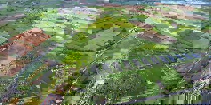 Aerial photo of Caen Hill locks in Devizes