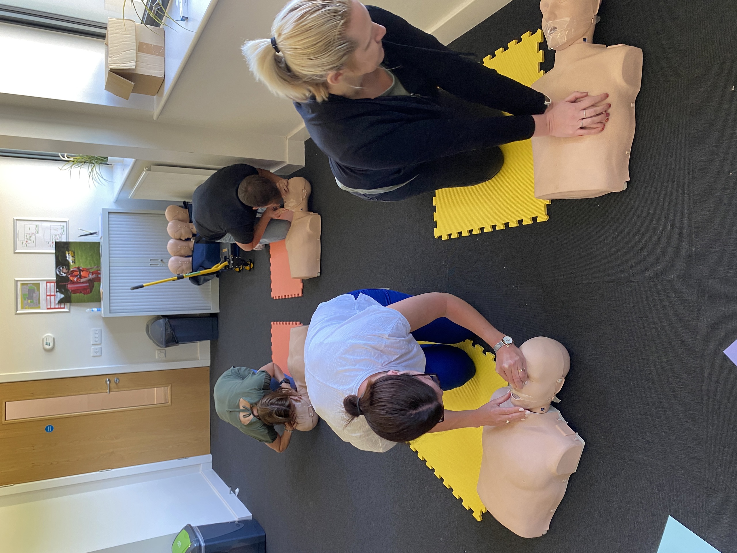 Members of Goodings Accounts taking part in CPR training with manikins Members of Goodings Accounts taking part in CPR training with manikins