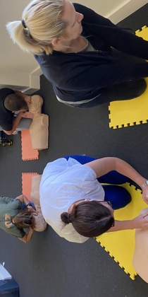 Members of Goodings Accounts taking part in CPR training with manikins Members of Goodings Accounts taking part in CPR training with manikins