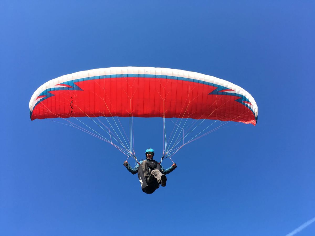 Chris Williams, who was airlifted by Wiltshire Air Ambulance, paragliding in the skies Chris Williams, who was airlifted by Wiltshire Air Ambulance, paragliding in the skies