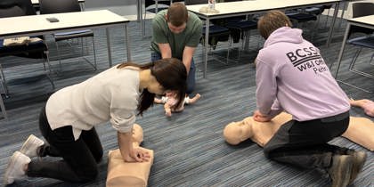 Students from University of Bath taking part in CPR training