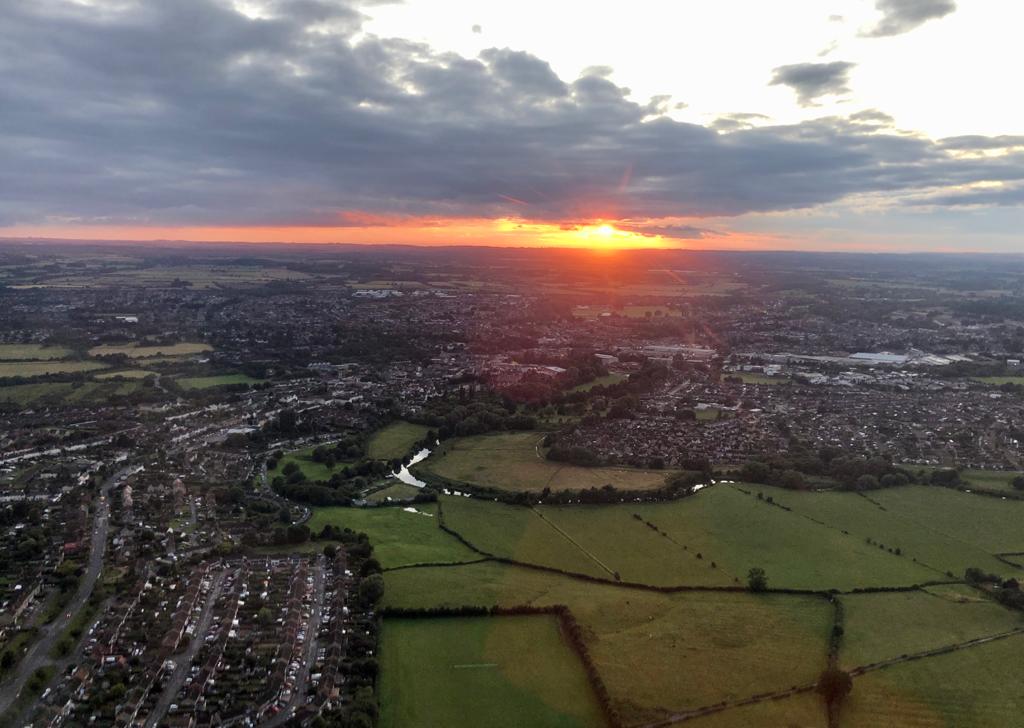 Aerial view of Chippenham with a sunset Aerial view of Chippenham with a sunset