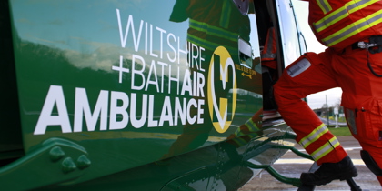 Wiltshire and Bath Air Ambulance aircraft with crew stepping in