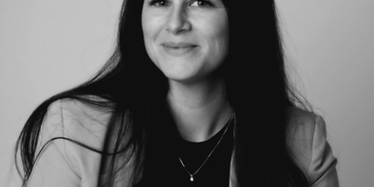 Black and white photo of woman