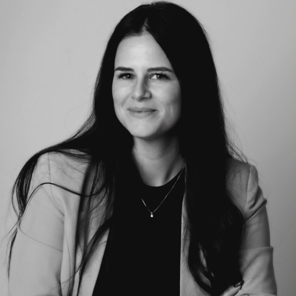Black and white photo of woman