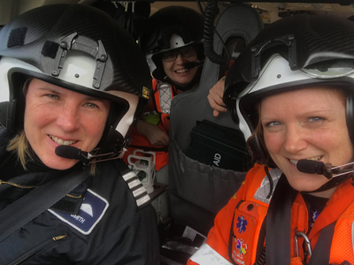 Selfie of Pilot Nicky, Paramedic Sophie And Dr Beth in the Wiltshire Air Ambulance helicopter Selfie of Pilot Nicky, Paramedic Sophie And Dr Beth in the Wiltshire Air Ambulance helicopter